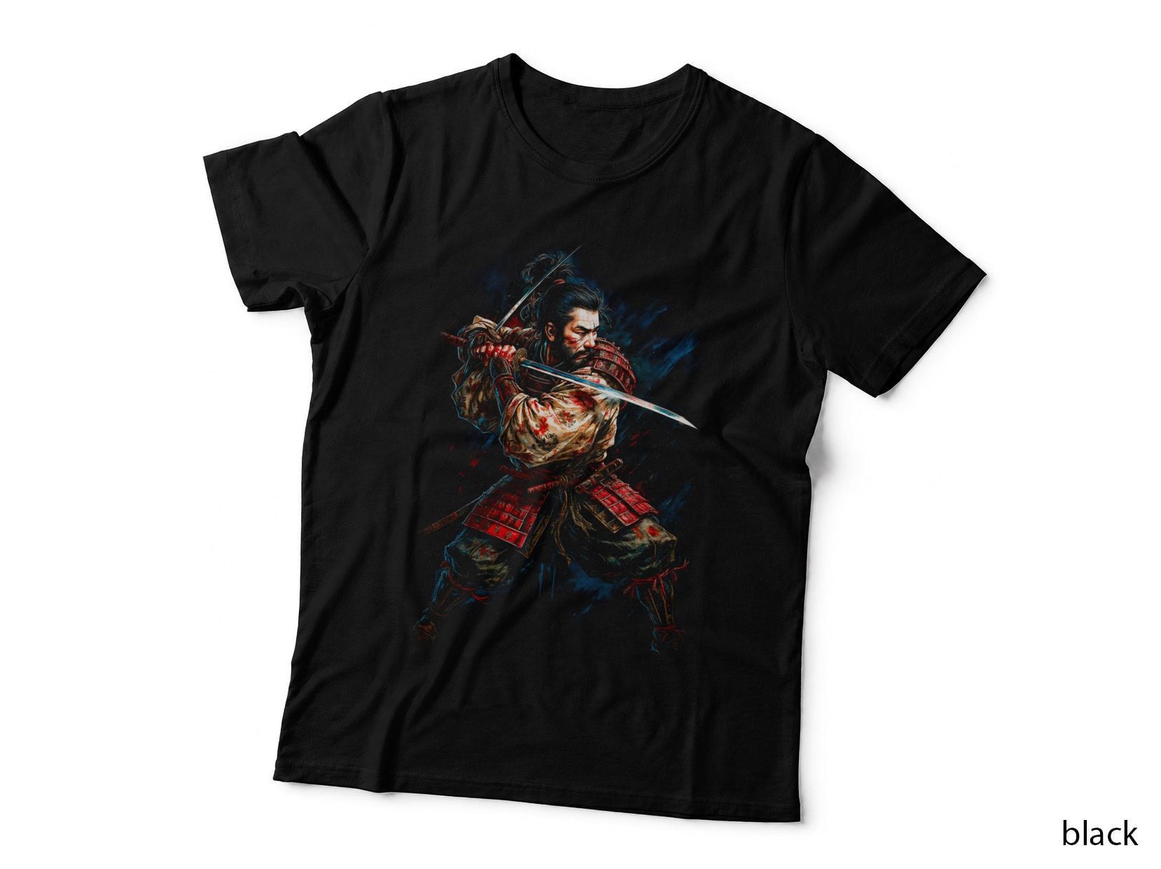 Samurai Lord T-Shirt, Halftone Japanese Warrior Graphic Tee, Oriental Art Shirt