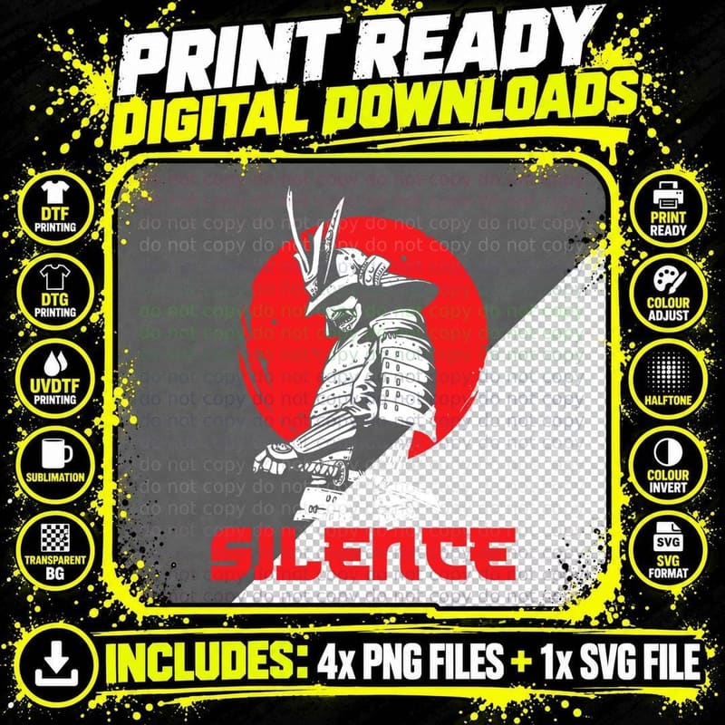 Samurai Silence Japan Martial Arts Japanese Warrior Png SVG Digital Bundle