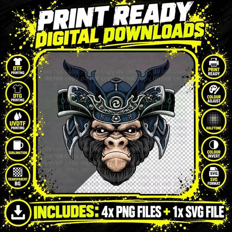 Samurai Warrior Bearded Horned Helmet T-Shirt Png SVG Digital Bundle
