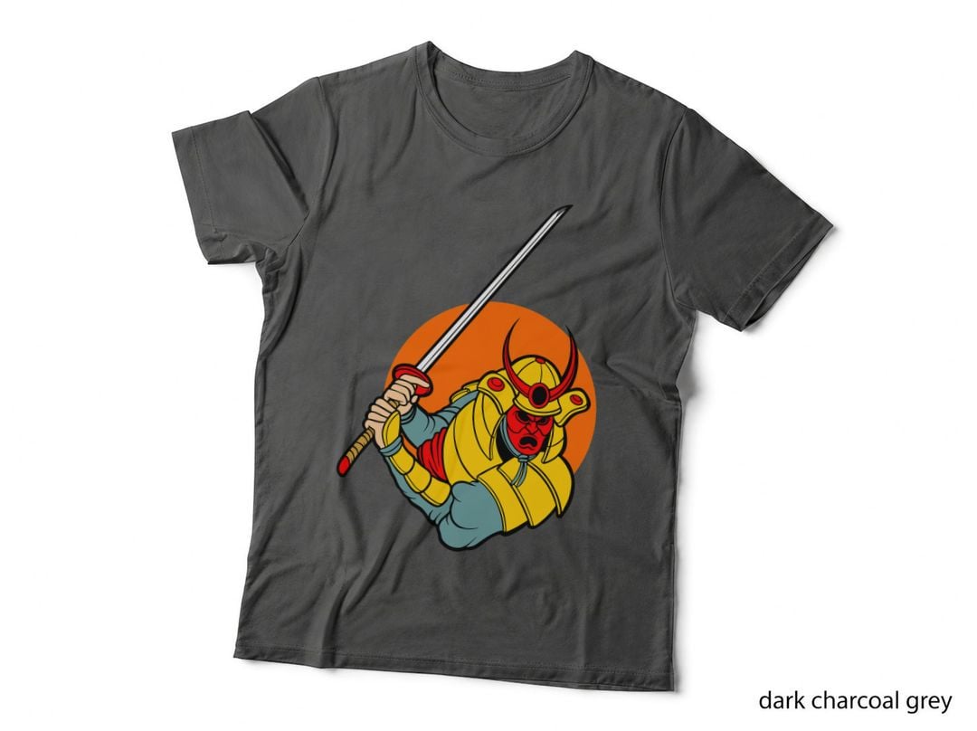 Samurai Warrior Sword Red Mask Yellow Armor T-Shirt