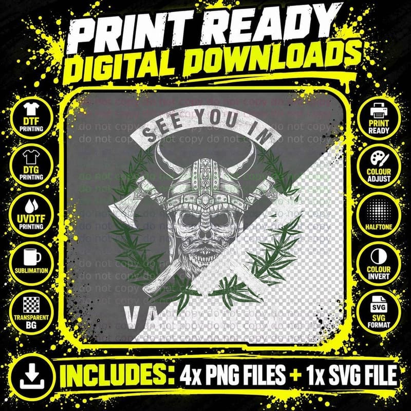 See You in Valhalla Norway Norse Mythology Viking Design Png SVG Digital Bundle