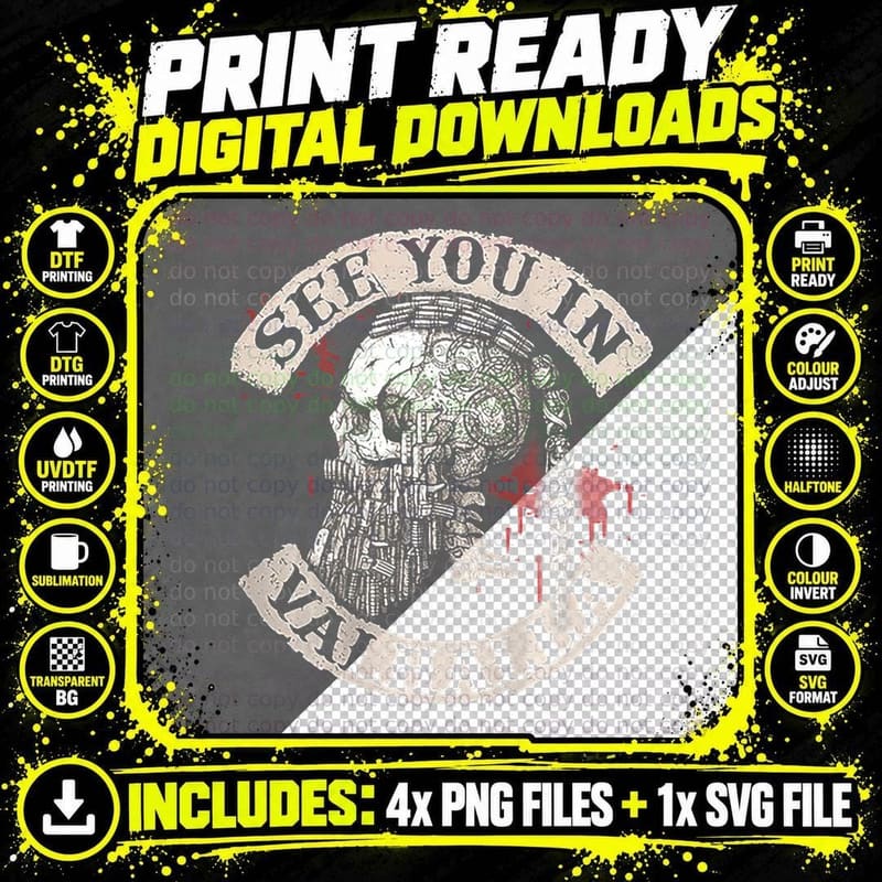 See You in Valhalla Skull Viking (on Back) T-Shirt Png SVG Digital Bundle