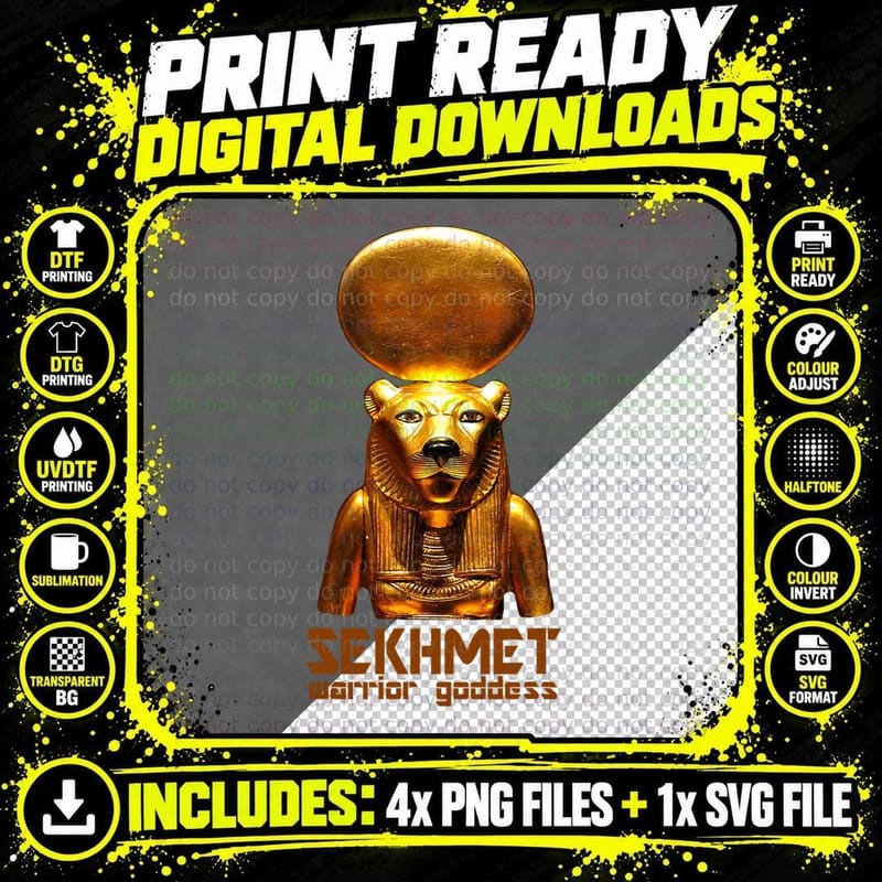 Sekhmet a Worrior Goddess from Ancient Pharaonic Egypt Png SVG Digital Bundle