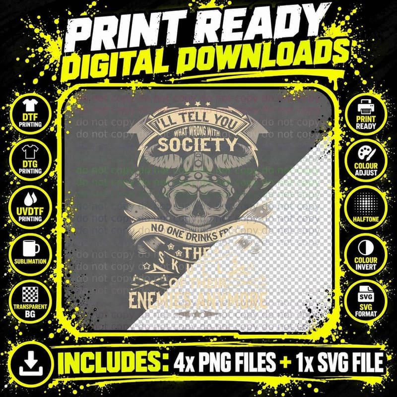 Skull Viking T-Shirt, Gothic Viking Aesthetic Png SVG Digital Bundle