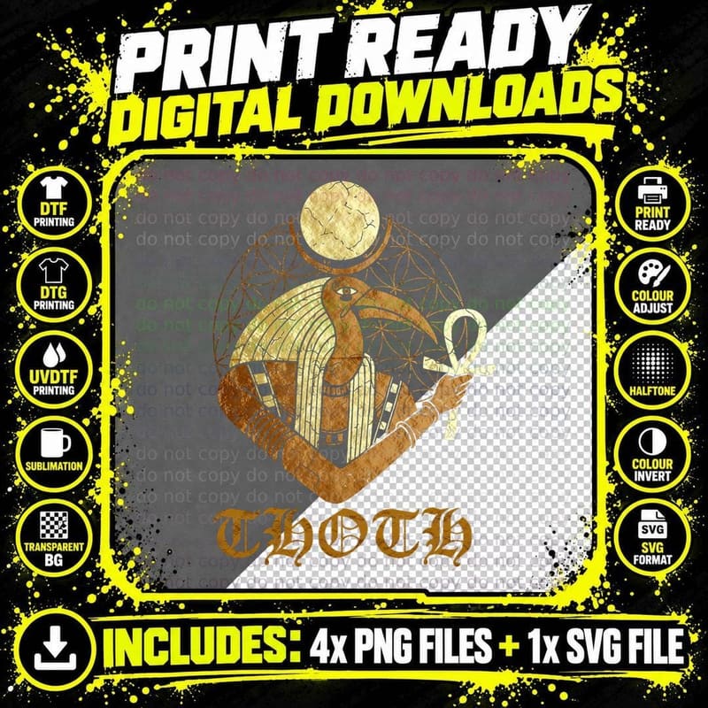 Thoth Egyptian God T-Shirt, Egyptian Mythology Png SVG Digital Bundle