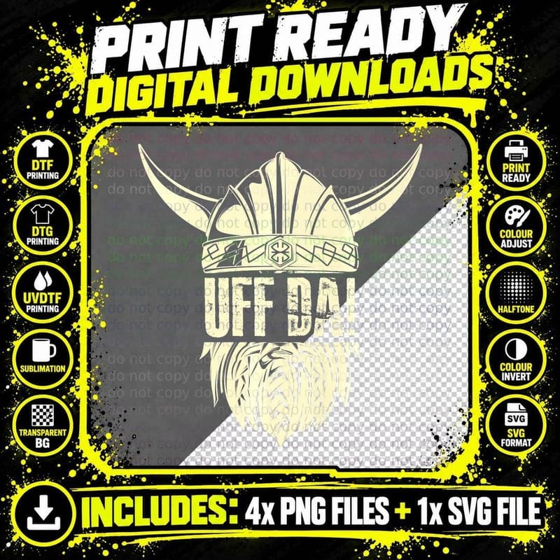 Uff Da Viking Helmet Design for a Culture Enthusiast Png SVG Digital Bundle