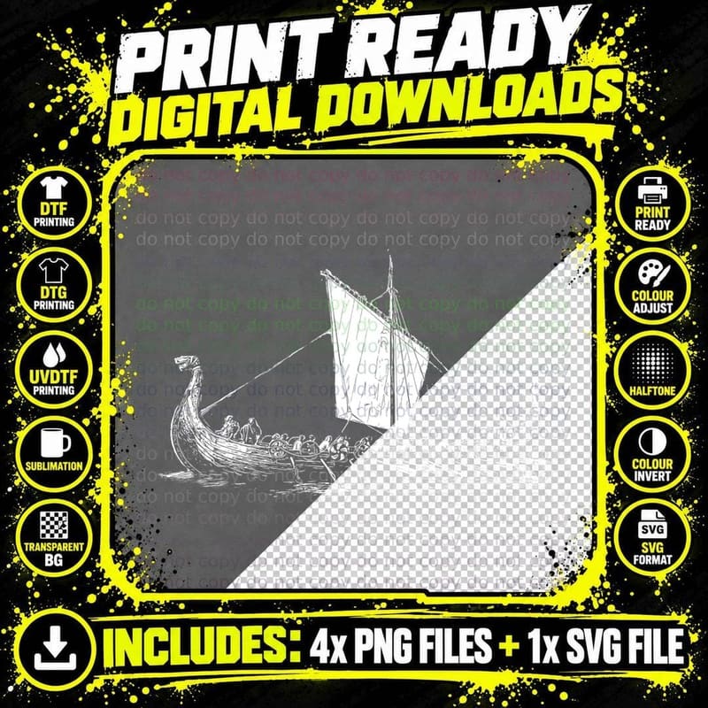 Viking Motive ) Viking Boat ) Long Boat T-Shirt Png SVG Digital Bundle