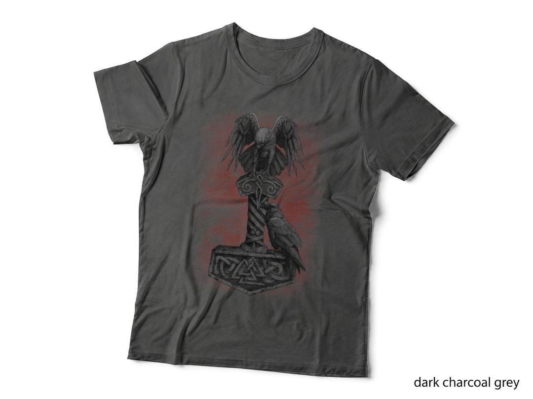 Viking Norse Mythology Thor's Mjolnir Odin's Huginn & Muninn T-Shirt
