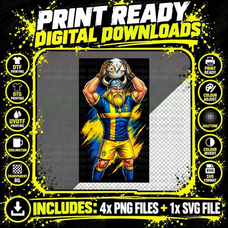 Viking Warrior Footballer Bearded Horned Helmet Blue Png SVG Digital Bundle