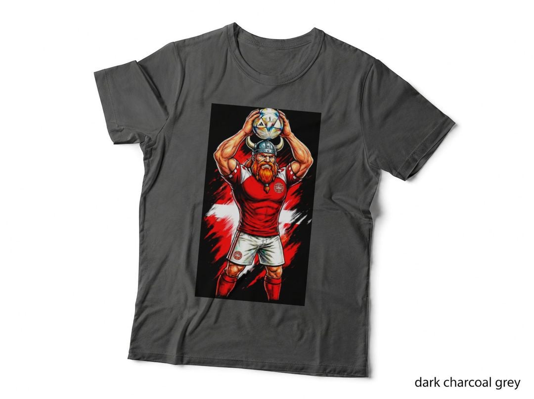 Viking Warrior Horned Helmet Red Beard Denmark Kit White Cross Flag T-Shirt
