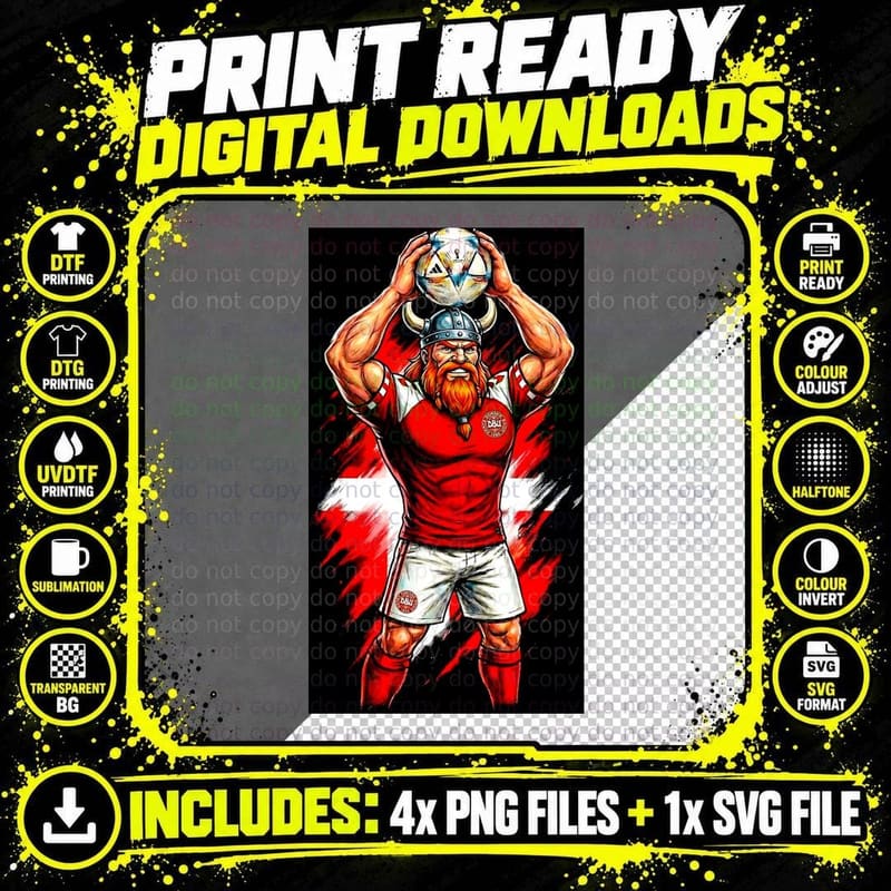 Viking Warrior Horned Helmet Red Beard Denmark Kit White Png SVG Digital Bundle