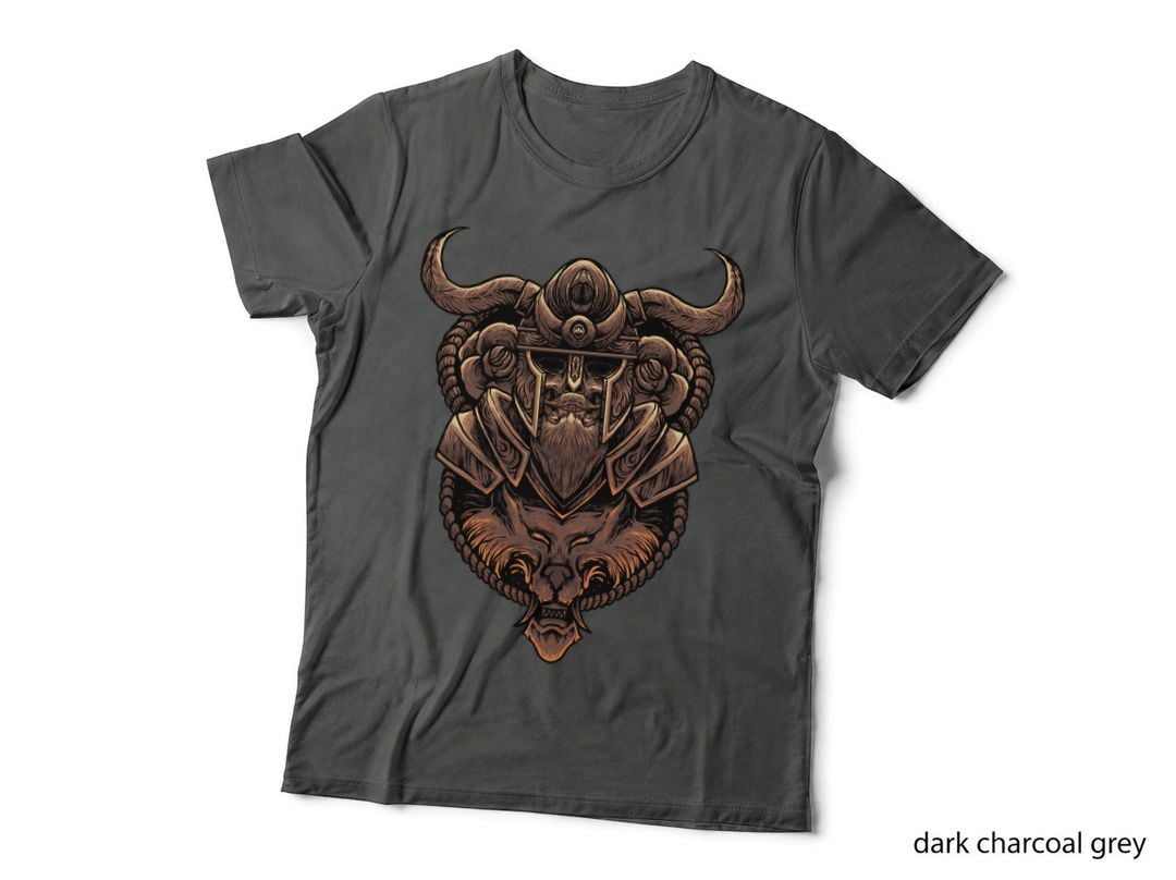 Viking Warrior Horns Beard Bronze Ornate T-Shirt