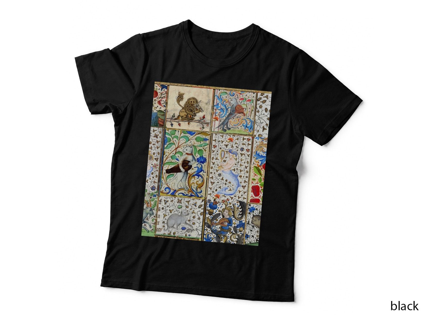 WEIRD Medieval Bestiary Playing Musical Instruments AMONG Flowers AND T-Shirt