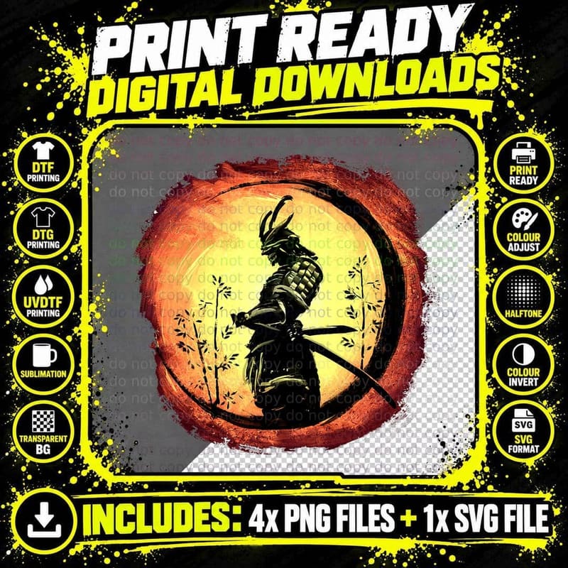 Yasuke Black Japanese Samurai Bushido Warrior Japan Png SVG Digital Bundle