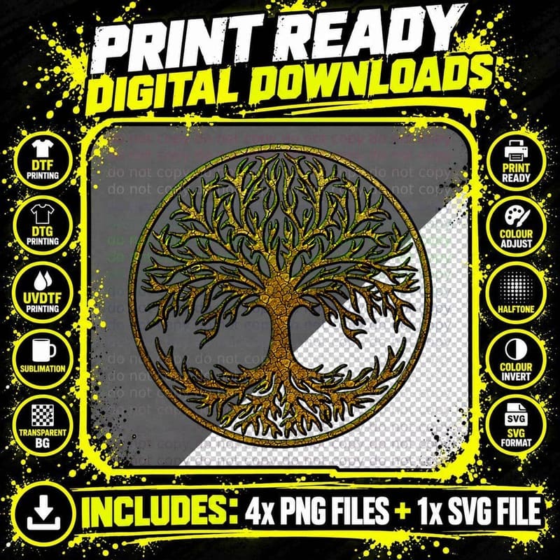 Yggdrasil, Celtic Tree of Life, Norse Mythology T-Shirt Png SVG Digital Bundle