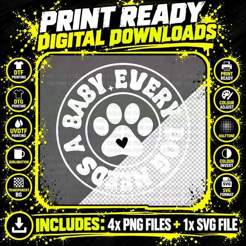 A Baby Every Dog Needs T-Shirt, Paw Print Heart Circle Png SVG Digital Bundle