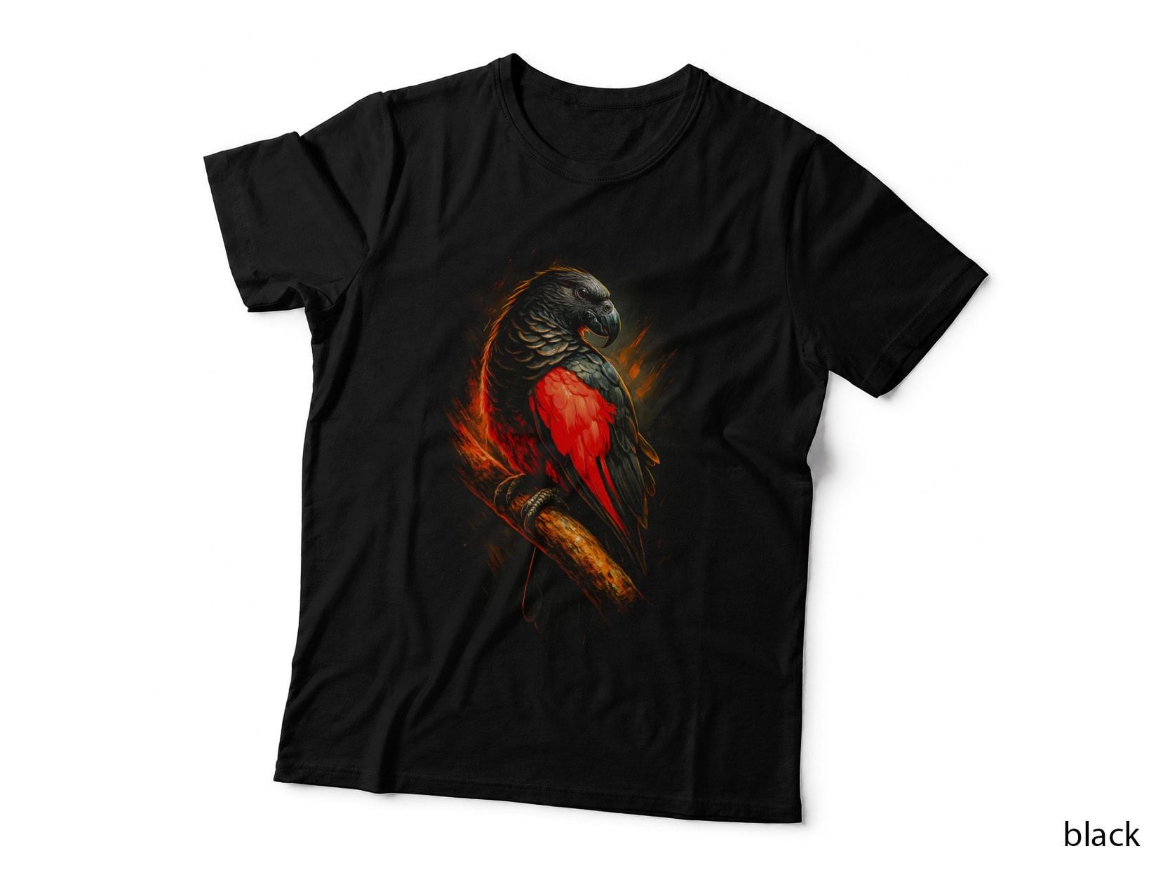 African Grey Parrot T-Shirt, Halftone Grey Parrot Red Tail Graphic Tee