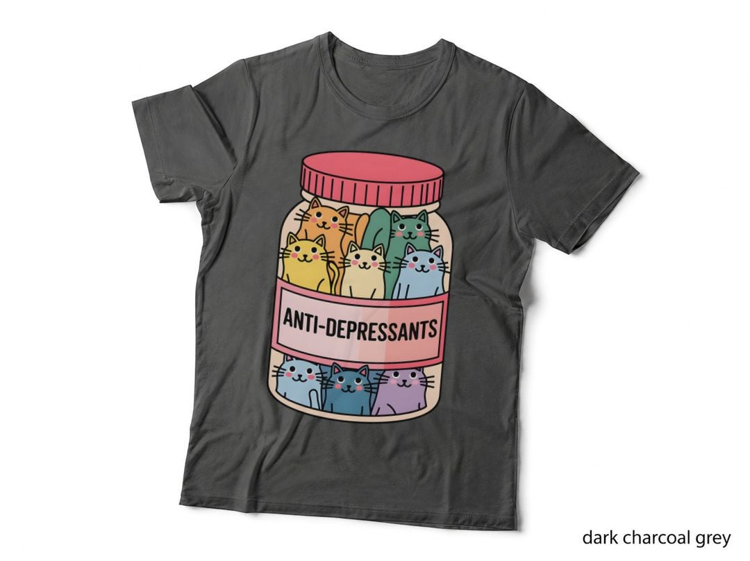 Anti-Depressants Funny Cat T-Shirt, Cats in a Jar with Antidepressants Graphic