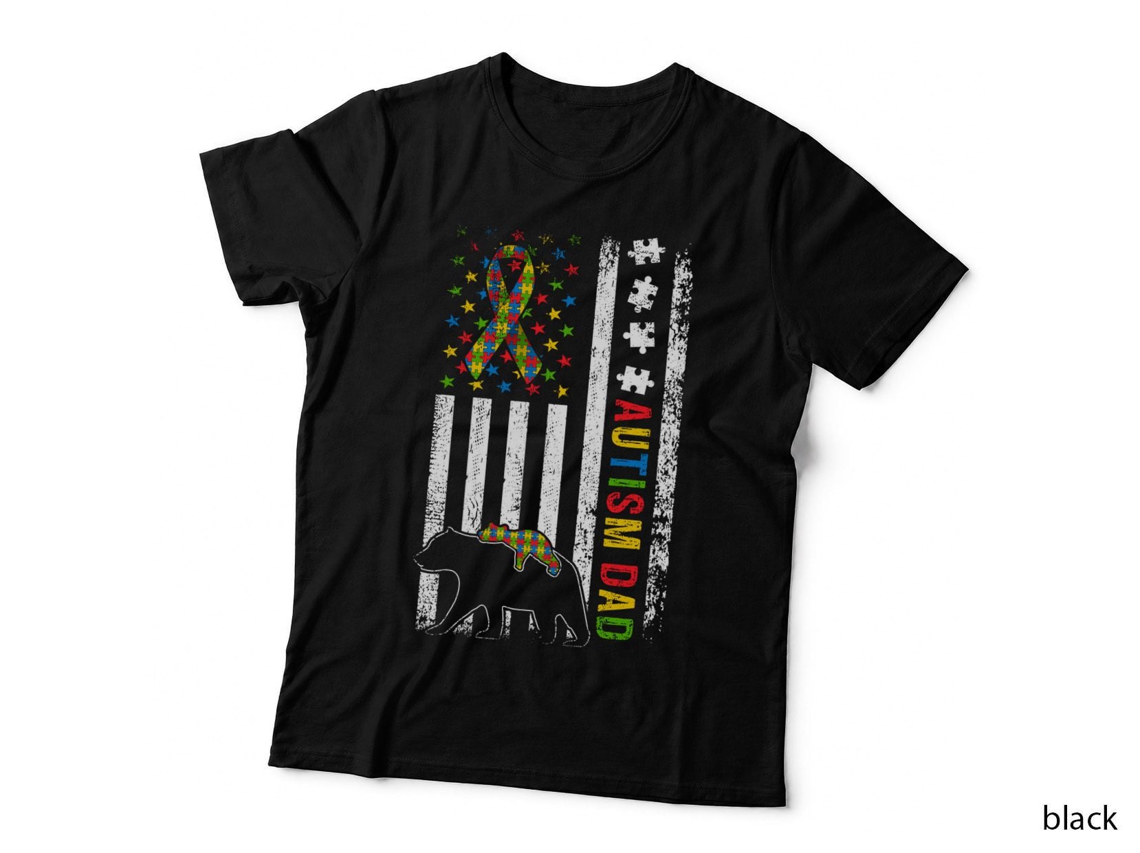 Autism Dad Autism T-Shirt, Autism Awareness Ribbon Bear Graphic Tee