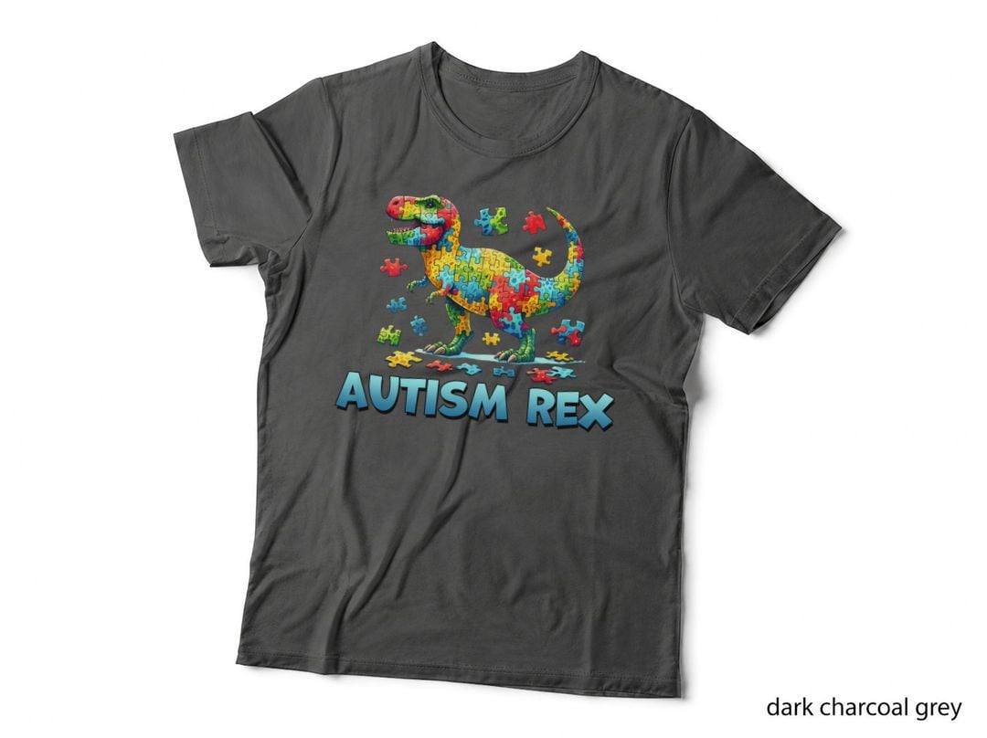 Autism Rex Autism T-Shirt, Colorful Dinosaur Puzzle Art Graphic Tee