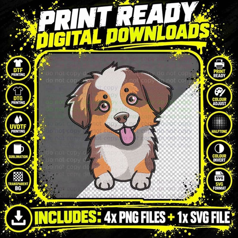 Beagle Dog Head Orange and White with Pink Tongue T-Shirt Png SVG Digital Bundle