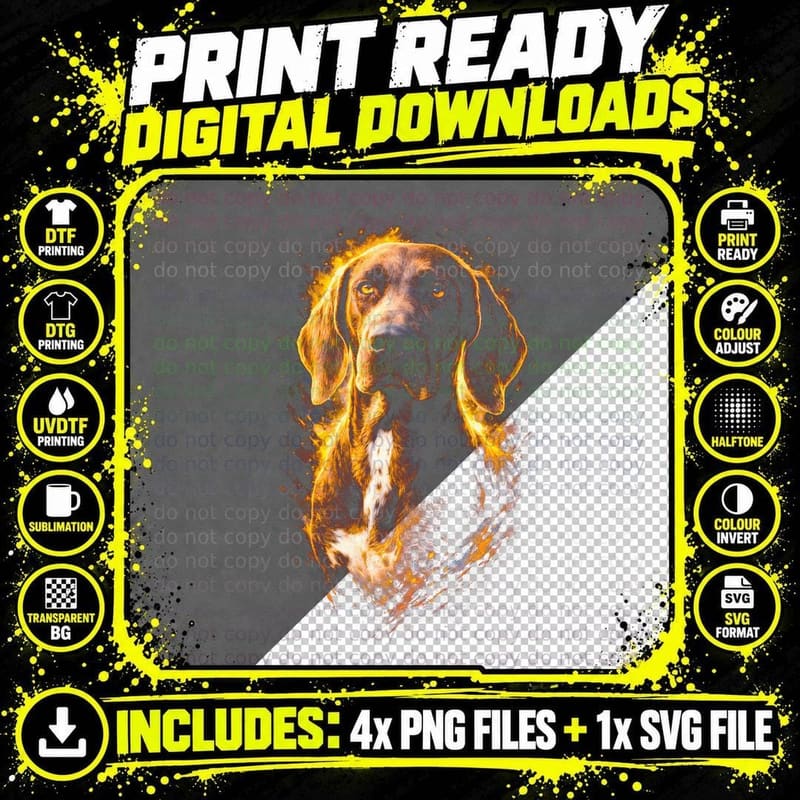 Beagle T-Shirt, Halftone Fire Burst Beagle Graphic Tee Png SVG Digital Bundle