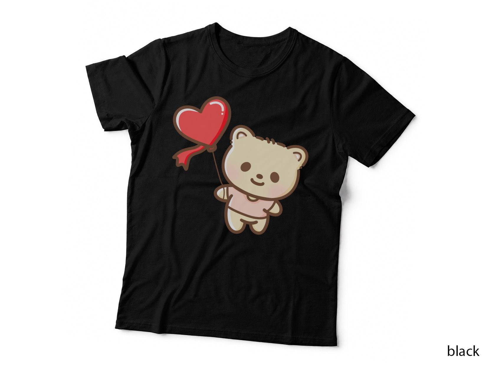 Bear Balloon with Heart Floating Romance T-Shirt