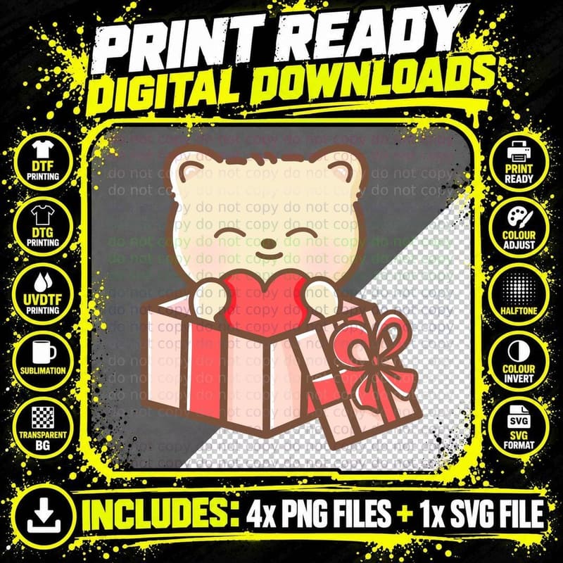 Bear Heart Holding Simple Love T-Shirt Png SVG Digital Bundle