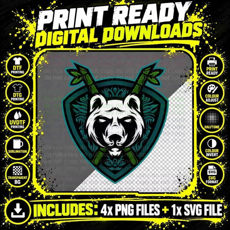 Bear Shield Woodland Teal Decorative Emblem T-Shirt Png SVG Digital Bundle