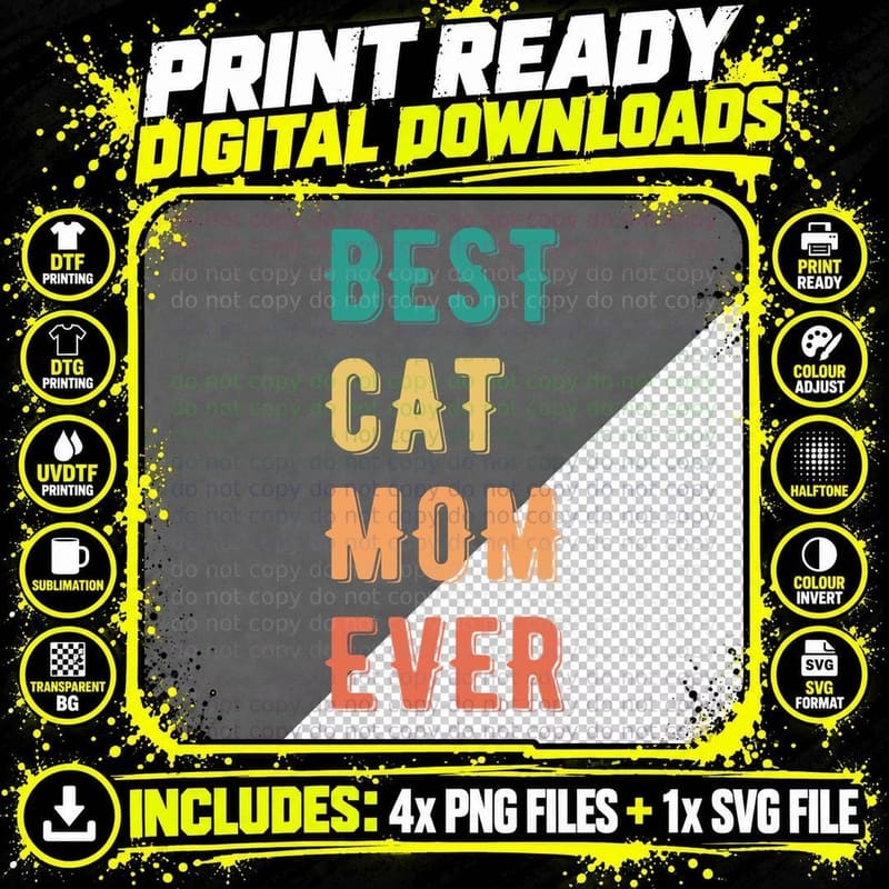 Best Cat Mom Ever Cat T-Shirt, Cat Mom Appreciation Png SVG Digital Bundle