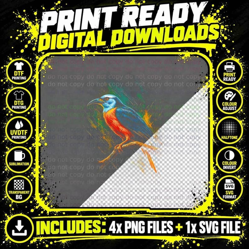 Bird of Paradise T-Shirt, Halftone Floral Bird Paradise Png SVG Digital Bundle