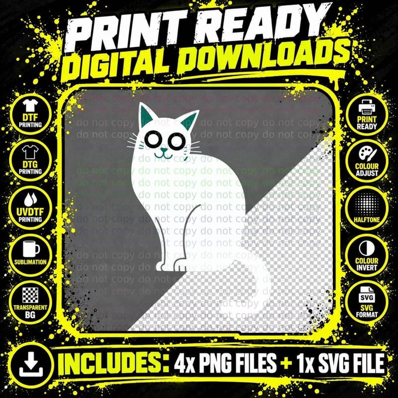 Black Cat Sitting Solid Silhouette Minimalist T-Shirt Png SVG Digital Bundle