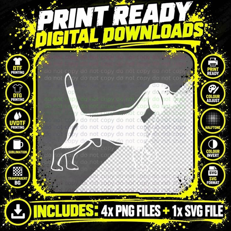 Black Dog Silhouette Standing T-Shirt Png SVG Digital Bundle