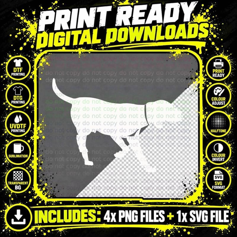 Black Dog Silhouette Walking T-Shirt, Trendy Graphic Tee Png SVG Digital Bundle