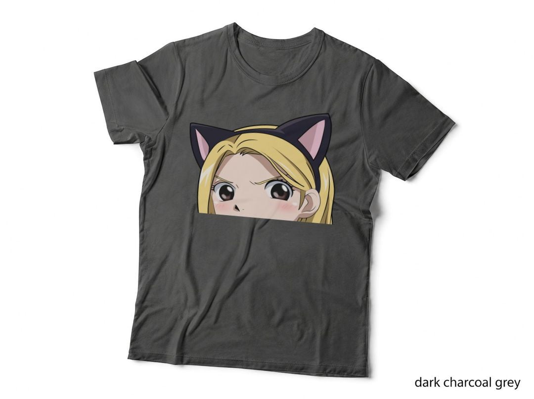 Blonde Cat Girl Hair Black Ears Pink Cheeks T-Shirt