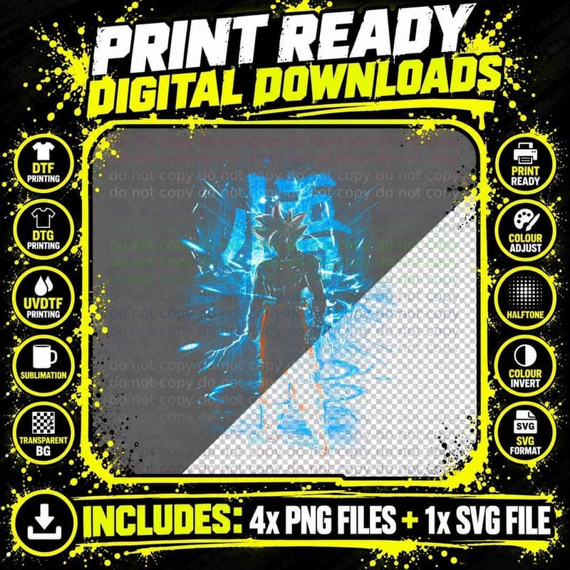 Blue Glitch Character Cyan Halftone Digital Electronic Png SVG Digital Bundle