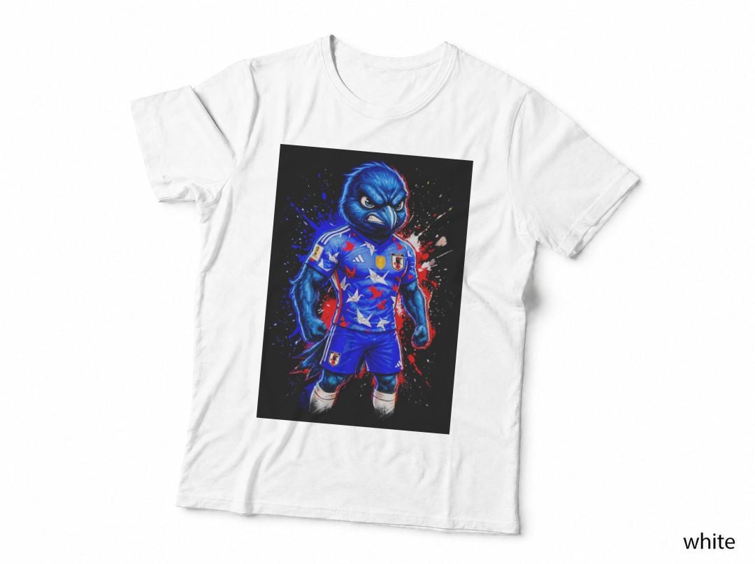 Blue Jay Bird Mascot Japan Jersey with White Crane Origami T-Shirt