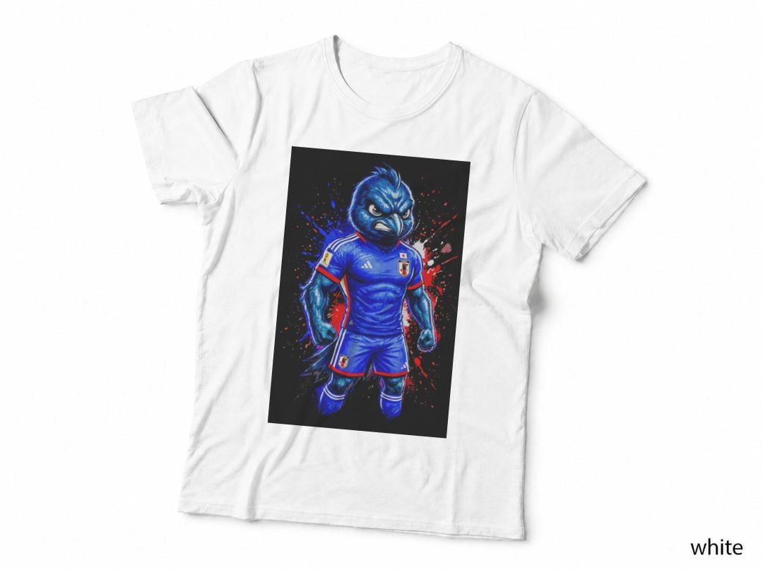 Blue Jay Bird Mascot Plain Japan Jersey Fists Clenched Red T-Shirt