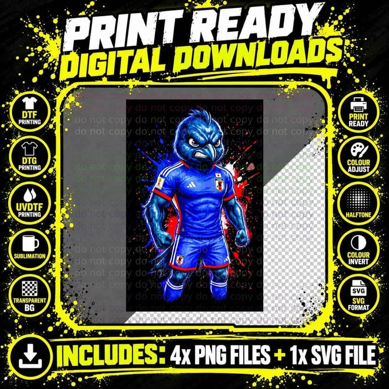 Blue Jay Bird Mascot Plain Japan Jersey Fists Clenched Png SVG Digital Bundle