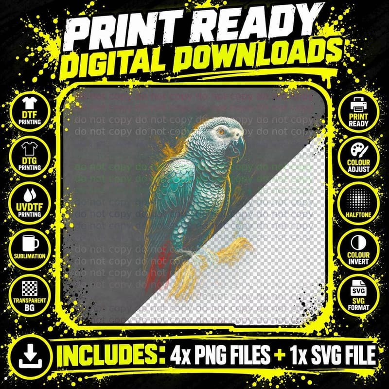 Budgie Parakeet T-Shirt, Halftone Turquoise Budgie Png SVG Digital Bundle