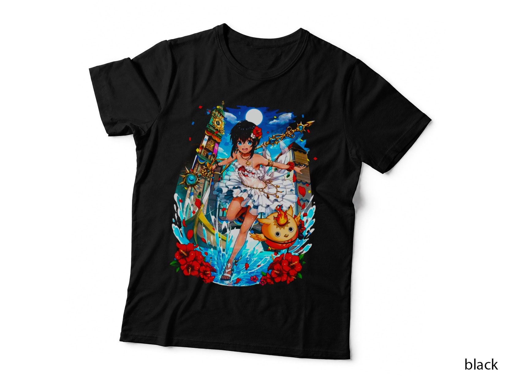 Building Girl with Clock and Buildings Orange Cat Urban Theme T-Shirt