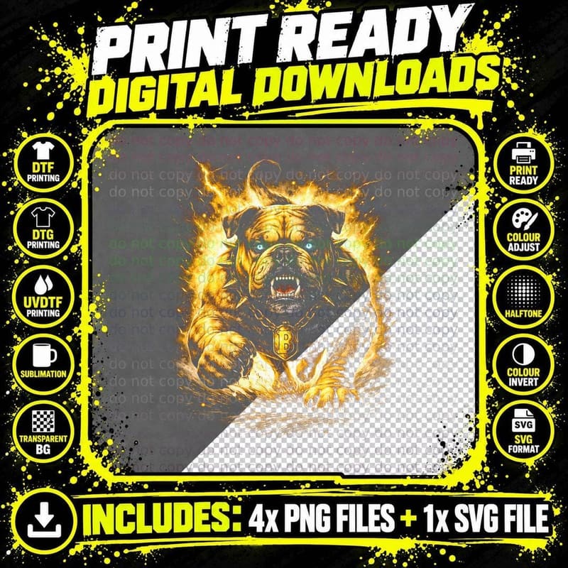 Bulldog T-Shirt, Halftone Golden Armor Bulldog Graphic Png SVG Digital Bundle