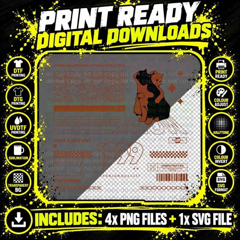 Catsers Rel Established 1998 1999 Have a Nice Day Rust Png SVG Digital Bundle