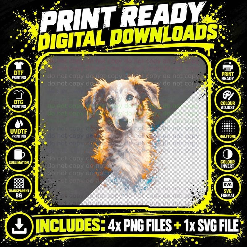 Cavalier Spaniel T-Shirt, Halftone Color Splash Cavalier Png SVG Digital Bundle