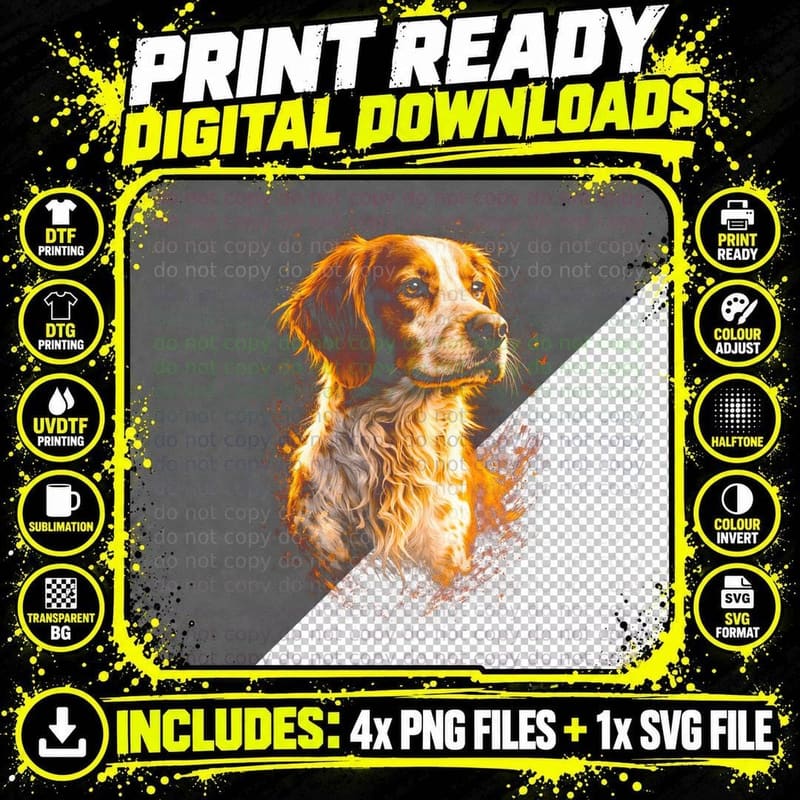 Cavalier Spaniel T-Shirt, Halftone Epic Fire Cavalier Png SVG Digital Bundle