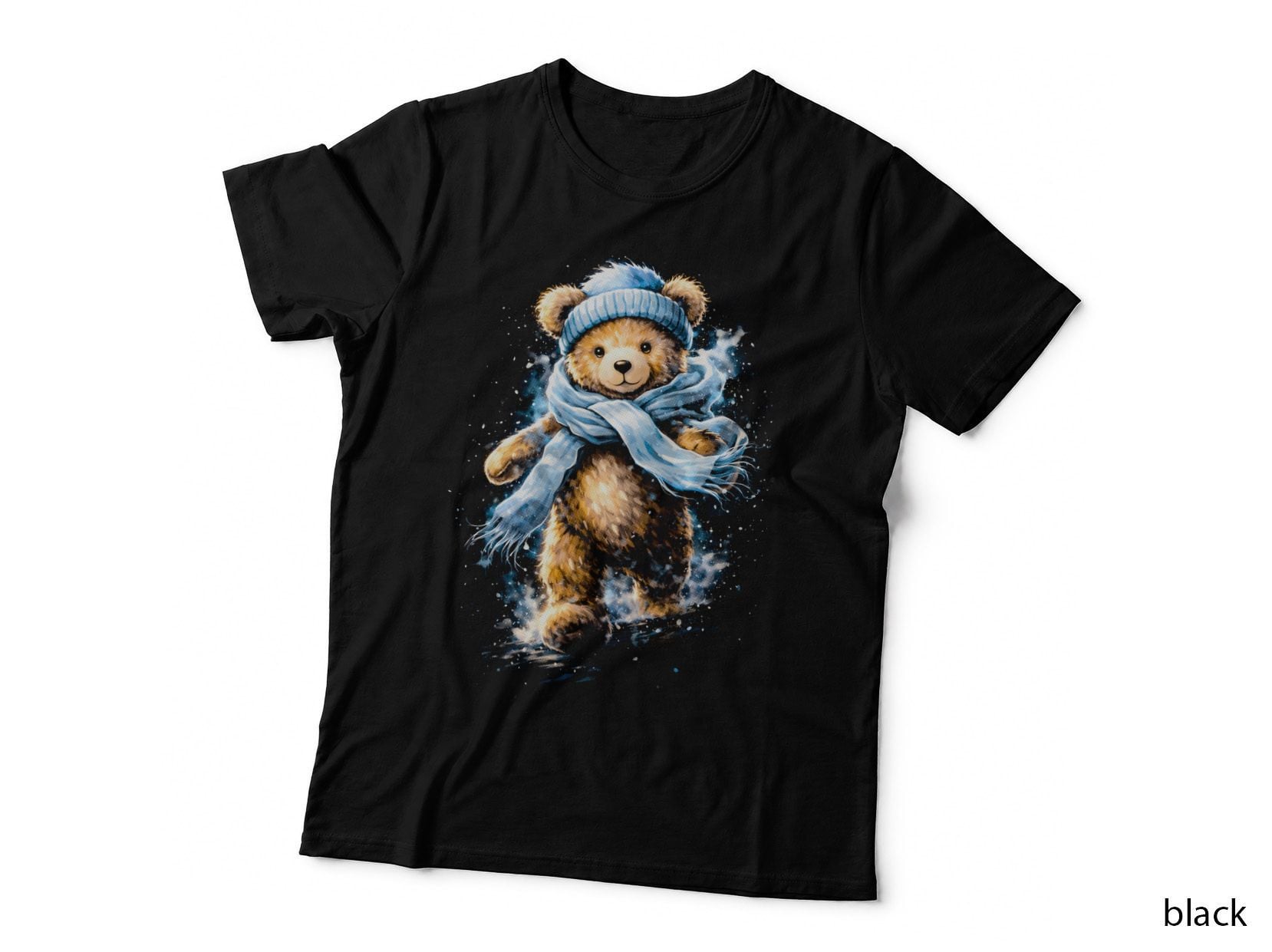 Checkered Scarf Teddy Bear T-Shirt, Halftone Cute Teddy Bear Graphic Tee