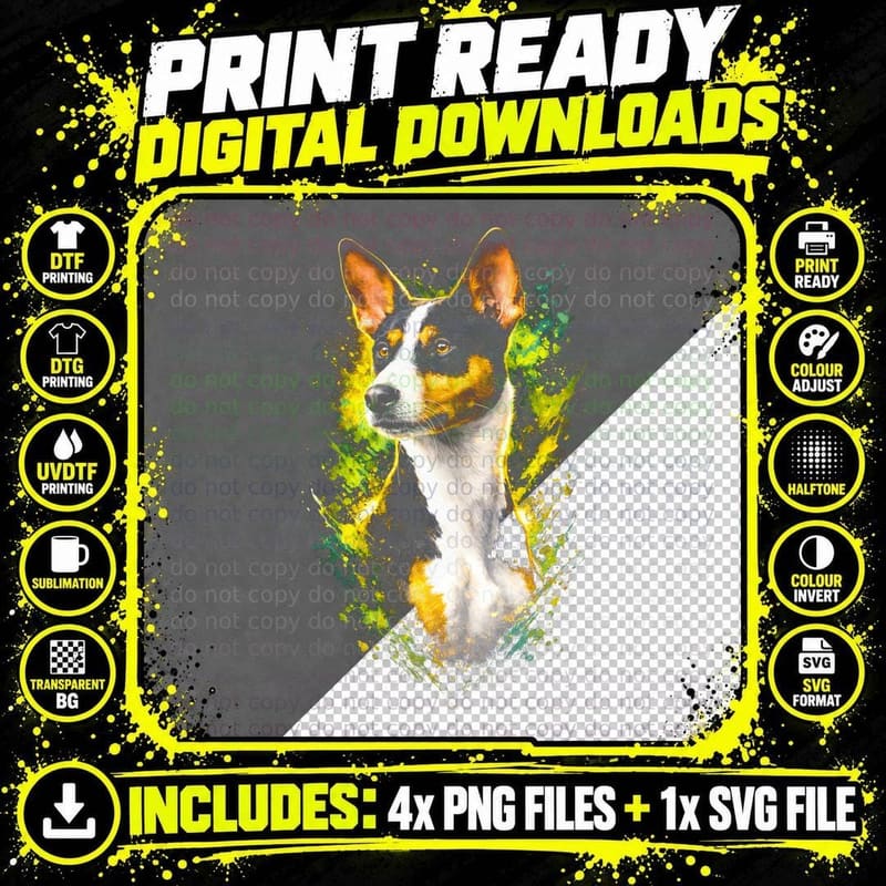 Chihuahua T-Shirt, Halftone Icy Blue Chihuahua Graphic Png SVG Digital Bundle
