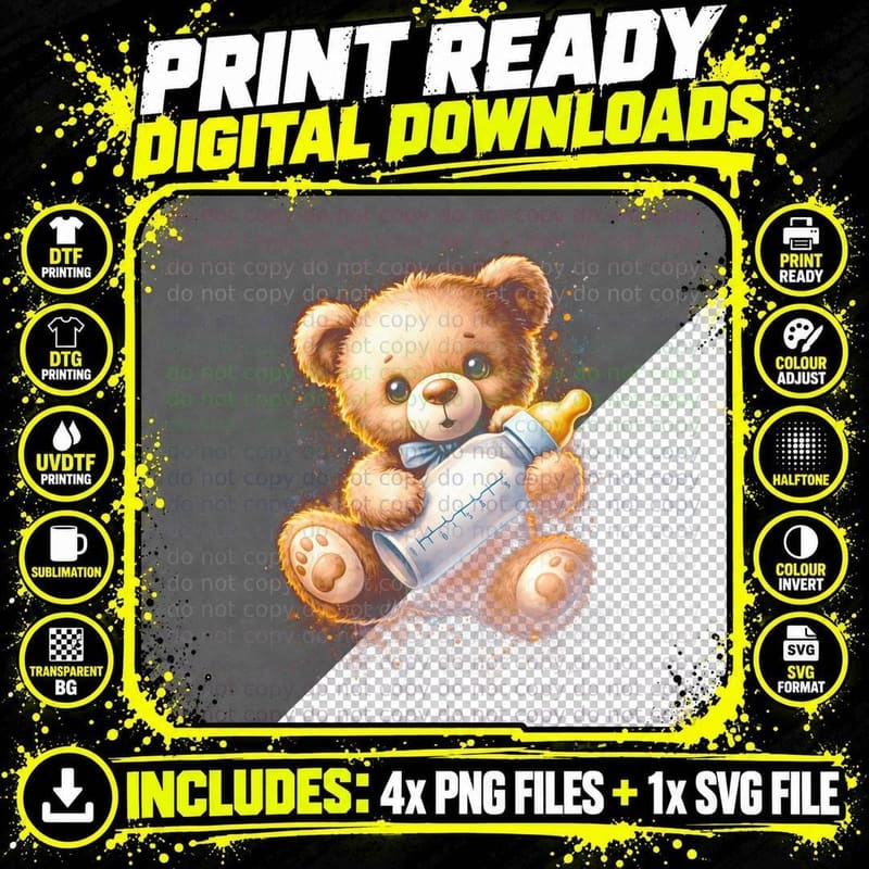 Chocolate Bar Outfit Bear T-Shirt, Halftone Cute Teddy Png SVG Digital Bundle