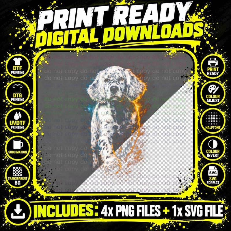 Cocker Spaniel T-Shirt, Halftone Color Splash Cocker Png SVG Digital Bundle