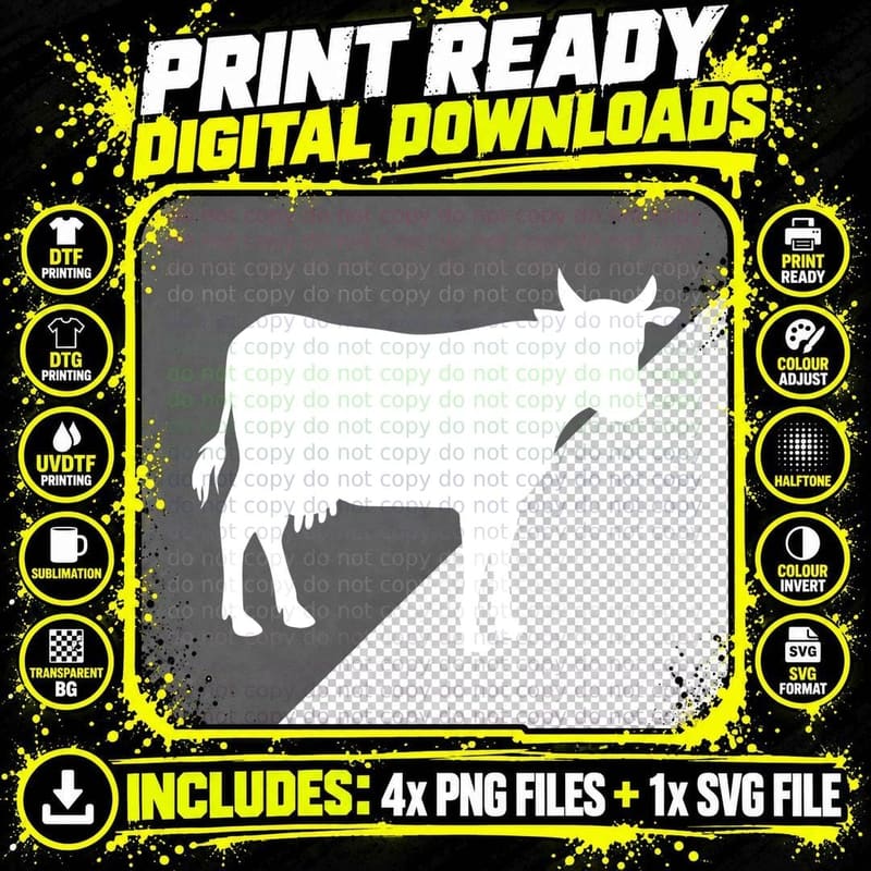Cow Silhouette Barbecue T-Shirt, Barbecue Graphic Tee Png SVG Digital Bundle